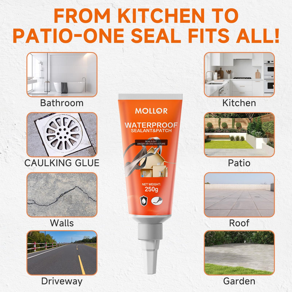 Mollor Concrete Crack Filler, Heavy-Duty Cement Crack Filler, Self Leveling Concrete Sealer for Driveway, Walkway, Patio, Waterproof Outdoor Caulking Glue, Grey, 8.8 Floz