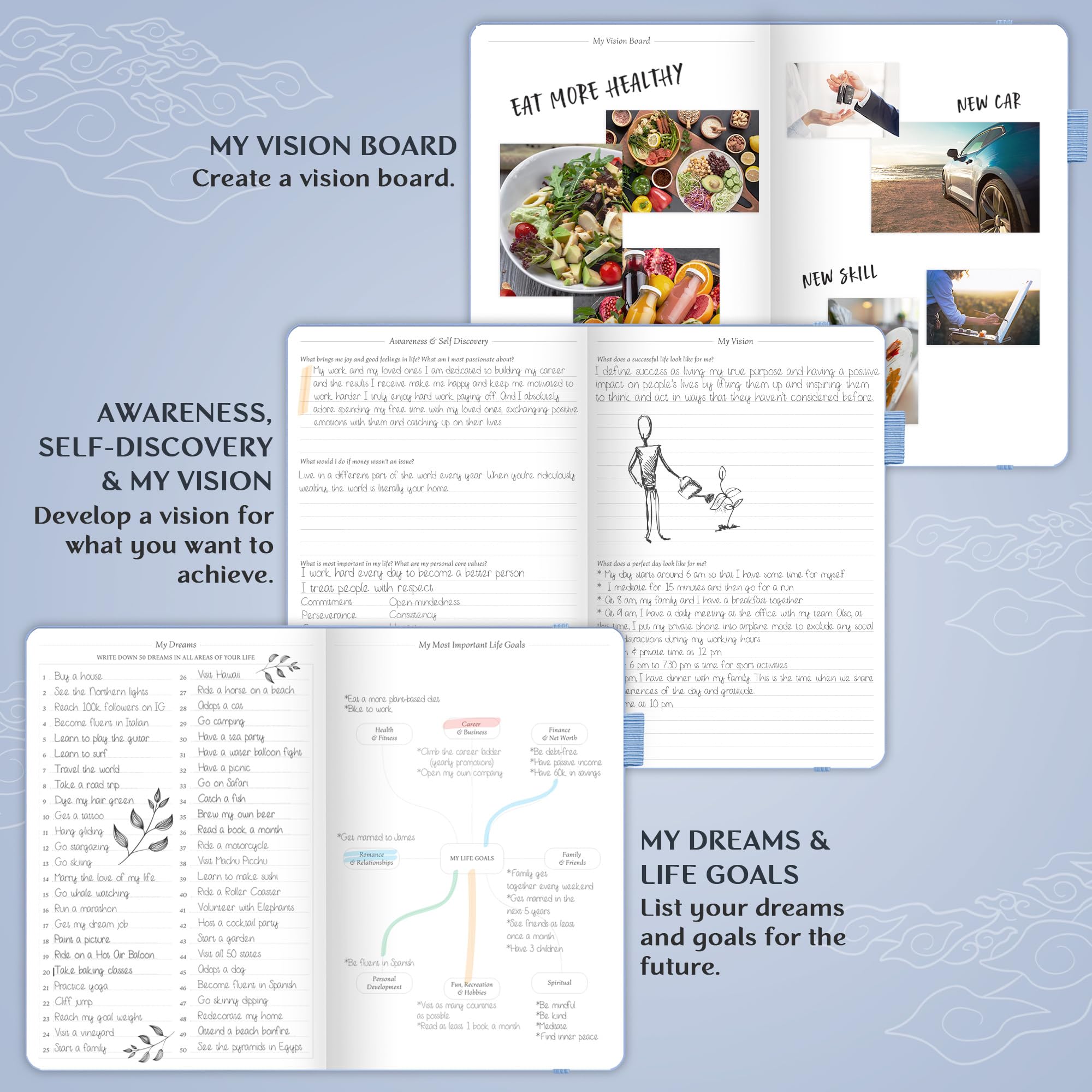 Legend Planner – Deluxe Weekly & Monthly Life Planner to Hit Your Goals & Live Happier. Organizer Notebook & Productivity Journal. A5 Hardcover, Undated – Start Any Time + Stickers – Periwinkle