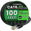 Cat 6 Ethernet Cable Black (at a Cat5e Price but Higher Bandwidth) Cat6 Flat Internet Network Cables - Ethernet Patch Cable - Short Computer LAN Cable with Snagless RJ45 Connectors (100ft)