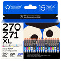 Yocare 15 Pack PGI-270XL CLI-271XL High-Yield Replacement for Canon PGI-270 XL CLI-271 XL Combo Pack to use with MG6821 TS5020 TS9020 (3 PGBK, 3 Black, 3 Cyan, 3 Magenta, 3 Yellow)