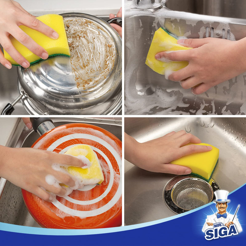 MR.SIGA Heavy Duty Scrub Sponge, 24 Count, Size:11 x 7 x 3cm