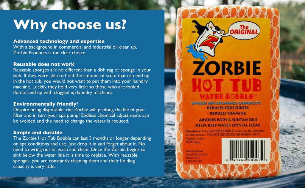 Zorbie Water Bobble Hot Tub Oil Scum Absorber - Scum Absorbing Sponge for Spas and Hot Tubs - Naturally Cleaner Water with Spa Sponges for Hot Tubs - Orange Floating Bobble with String