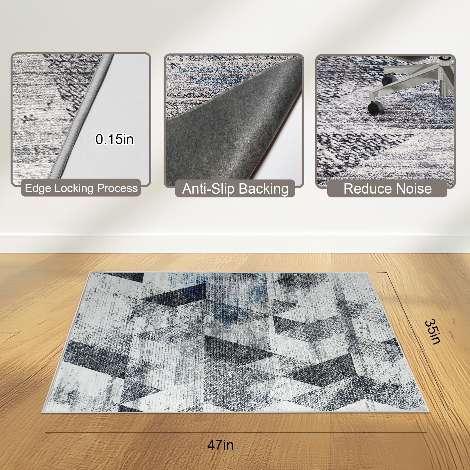 Office Chair Mat 35"x47", Chair Mat for Hardwood Floor, Non-Slip Computer Chair Mats, Mats for Under Desk Chairs, Desk Chair Mats Floors Protector for Office Home, Floor Mat for Offices Chair