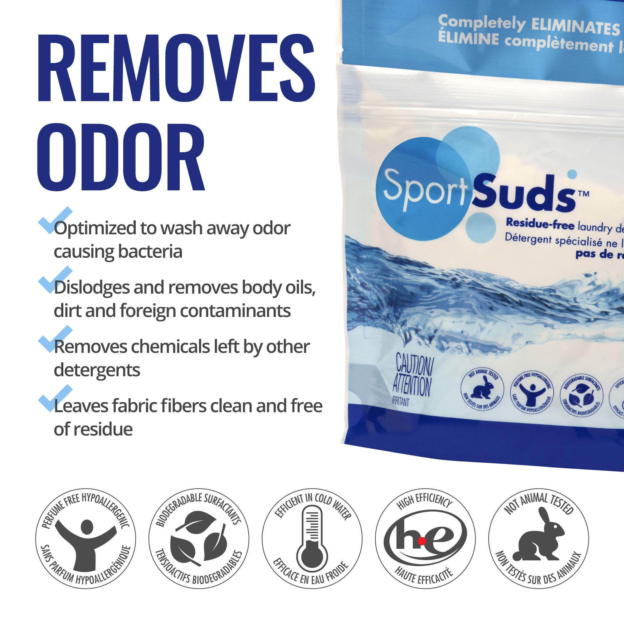 Sport Suds Detergent, 500g Zipper Pouch, 40+ Loads