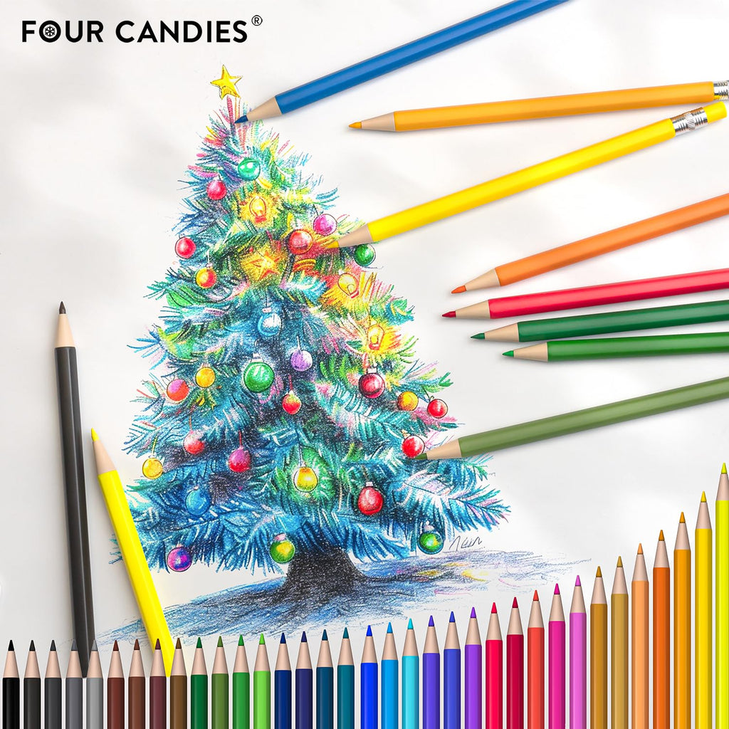 Four Candies Mechanical Colored Pencils, Erasable Mechanical Pencils with Sharpener and Bag, Aesthetic Drafting Tools Ideal for School Supplies, Stationery Supplies, 2.6mm, 36Pcs