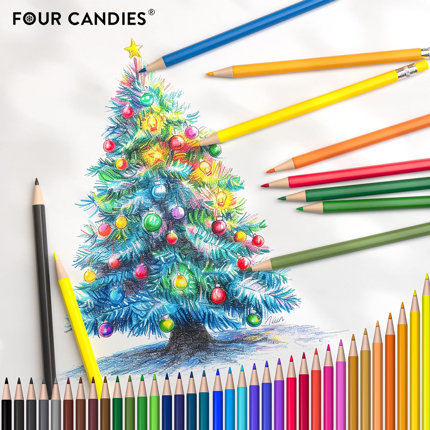 Four Candies Mechanical Colored Pencils, Erasable Mechanical Pencils with Sharpener and Bag, Aesthetic Drafting Tools Ideal for School Supplies, Stationery Supplies, 2.6mm, 36Pcs