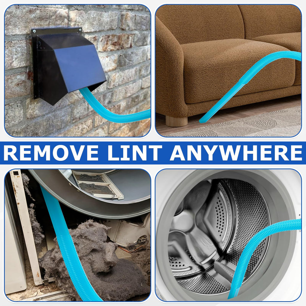 2 Pieces Dryer Vent Cleaning Kit, Lint Vacuum Attachment and Flexible Dryer Lint Brush, Compatible with Most Vacuums, Lint Remover Power Washer Accessory, Blue