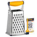 Deiss PRO Box Grater & Cheese Graters for Kitchen - Stainless Steel Cheese Grater and Food Shredder, 4 Sided Hand Grater for Block Cheese, Vegetables Non-Slip Base, Dishwasher Safe
