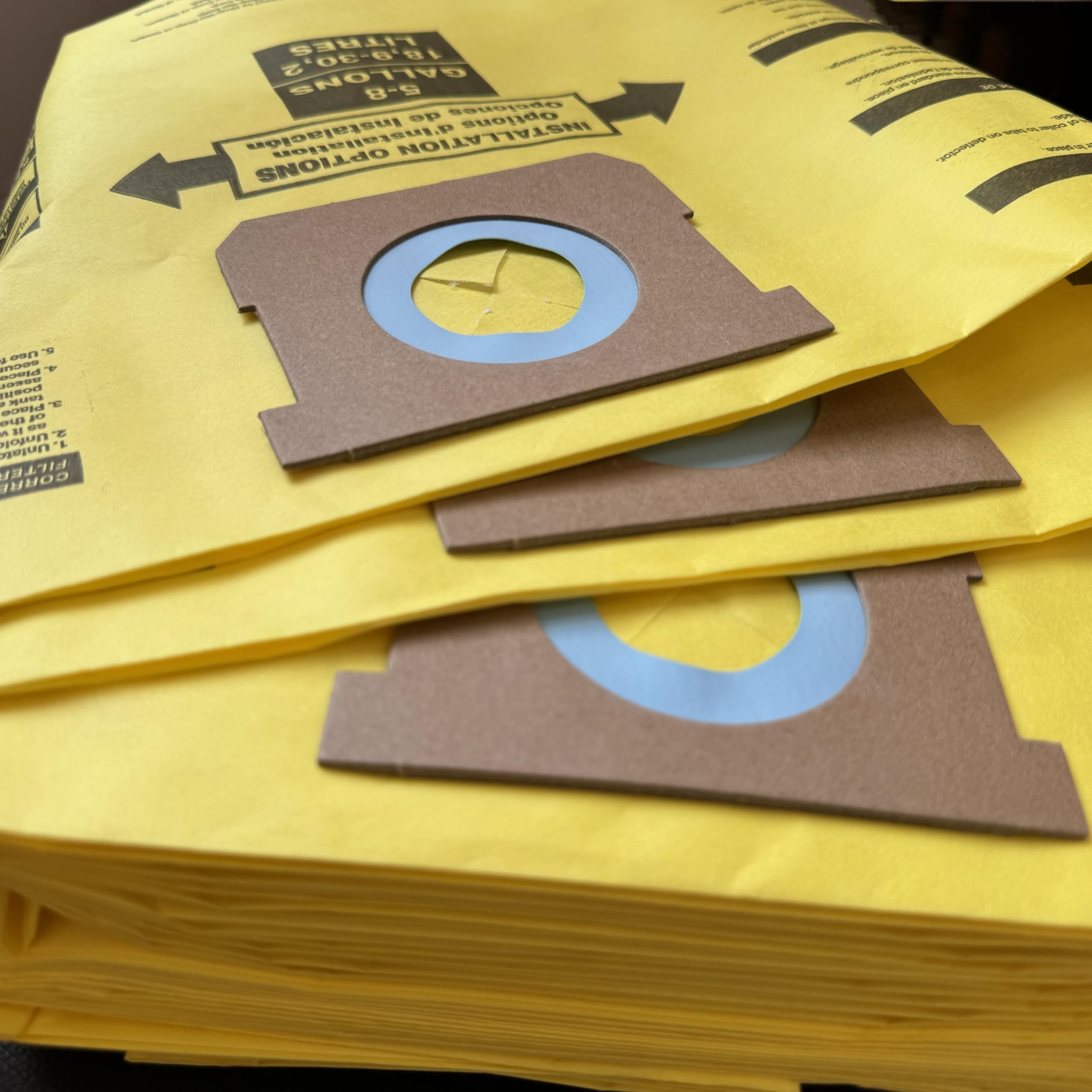 12 Pack Vacuum Filter Bags for Shop Vac 5-8 Gallon Type E/Type H, Canister Vacuum Cleaner Dust Bags for Shop Vac Replace Part 90661 9066100 90671 9067100 Yellow