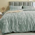 MUXHOMO Duvet Cover Queen Size, Reversible Floral Green Duvet Cover Set with Zipper Closure, 3 Pieces Botanical Patterns Soft Microfiber Bedding Set (90"x90", 2 Pillow Cases 20"×30" )