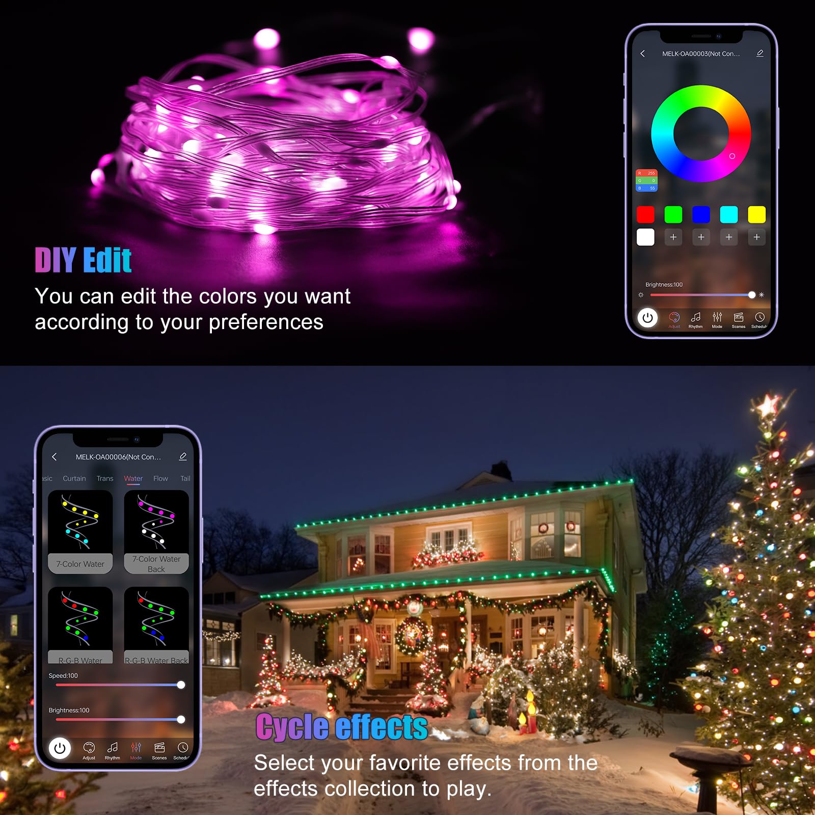 Electight Fairy Lights, 20M RGB Color Changing String Lights, Ultra Long, Anti-Winding Twinkle Lights 99+Modes, Music Sync, Timer, App & Remote Control, for Bedroom, Patio, Home Decor - 20M/66FT