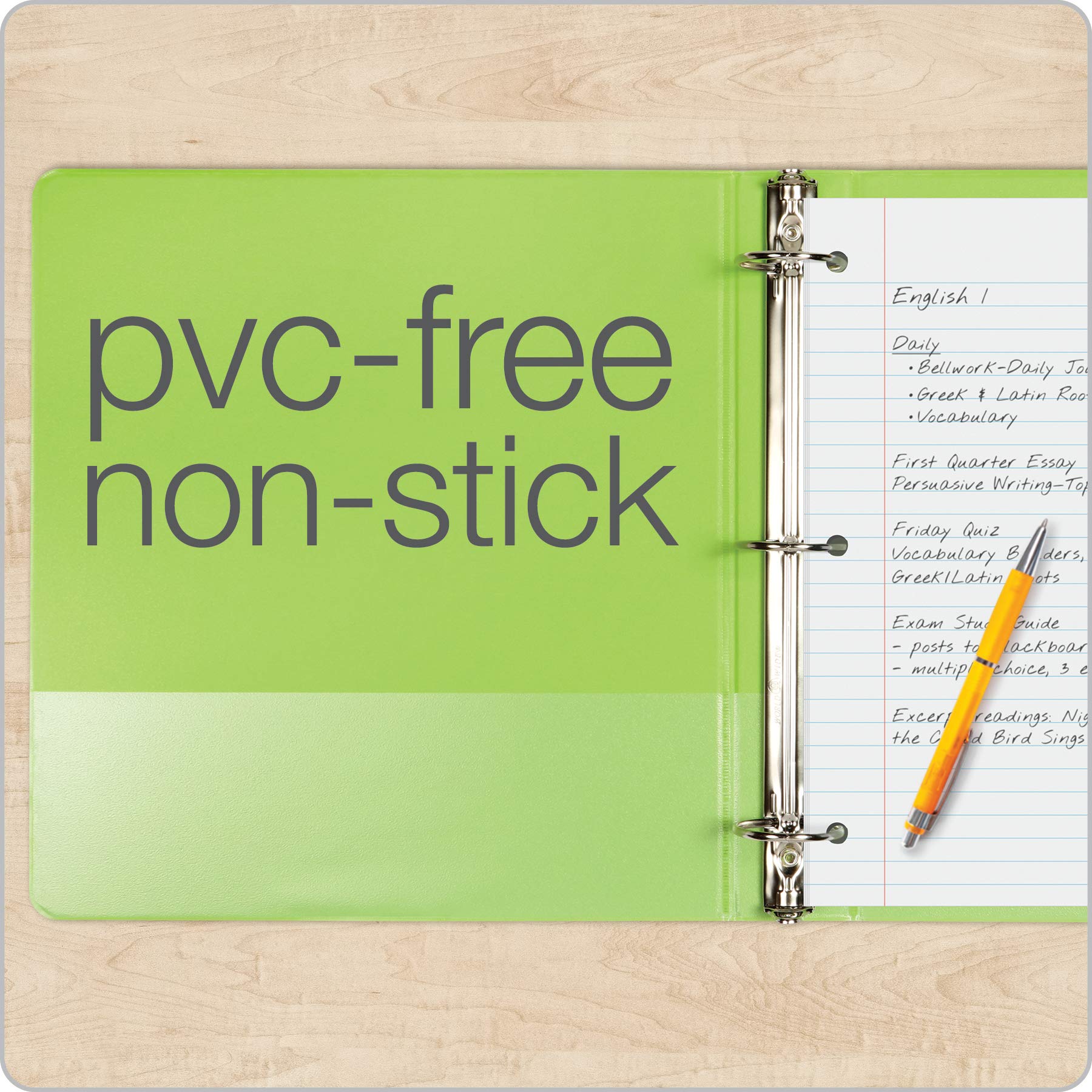Cardinal Binders, 1.5 Inch Round Ring, 4 Pack, ClearVue Presentation View, Holds 350 Sheets, Non-Stick, XtraLife Hinge, Assorted Colors, for School, Office, and Home Organization
