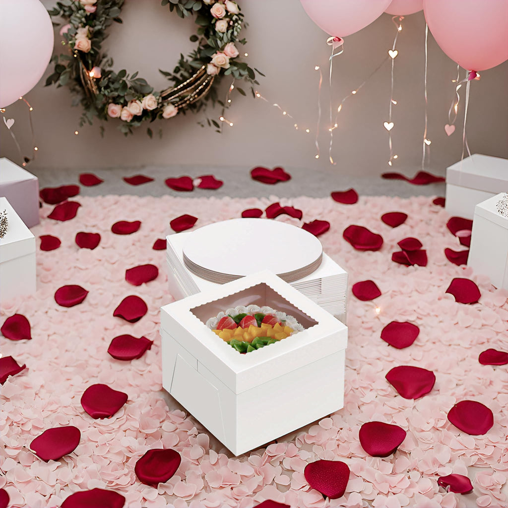 Packpal 20Pack 12x12x6 Cake Boxes with Boards, 10Pcs Cake Boxes & 10Pcs Cake Boards, Sturdy White Packaging for Transporting & Displaying Cakes, Desserts, and Mothers day