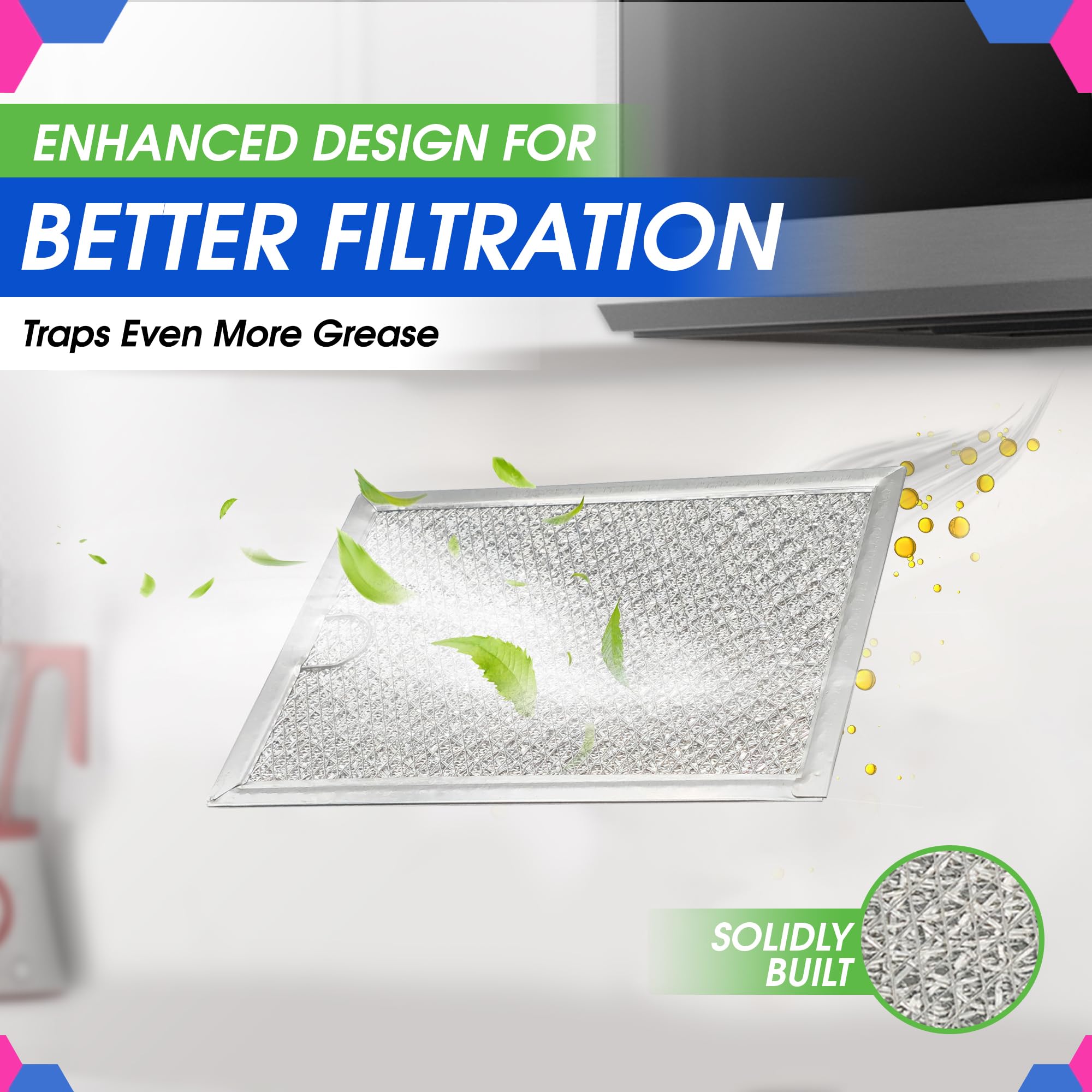 Bagean Microwave Filter Replacement 7.92” x 5.94” Compatible with 5303319568 Frigidaire Microwave Filter - Aluminum Mesh Grease Screen - Freshens & Filters Kitchen Air in Over the Oven Vent Fan (2-Pk)