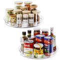 LAMU 2 Pack Lazy Susan Cabinet Organizer, 9.25 inch Lazy Susan Turntable for Cabinet, Rotating Spice Organization for Cabinet, Table Top, Countertop, Pantry Fridge Organizers and Storage, Clear