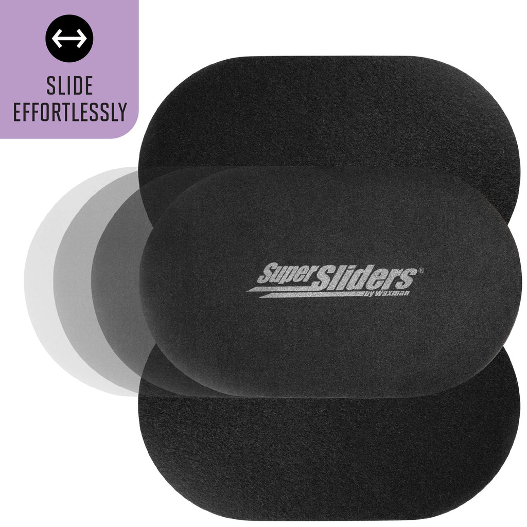 Super Sliders 5 3/4" x 9 1/2" Oval Reusable Furniture for Hard Surfaces - Effortless Moving and Surface Protection, Black (4 Pack)