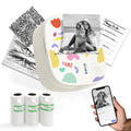 Mini Sticker Printer, Mini Thermal Printer with 4 Rolls Paper, Bluetooth Inkless Printpods, Pocket Label Maker Suitable for Creative Kids DIY, Diaries, Study Notes, Photos