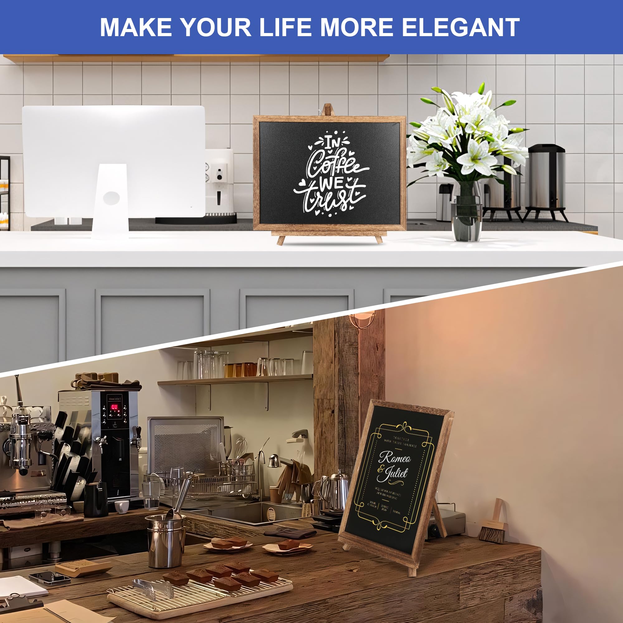 12x16 Inch A Frame Chalkboard Sign Double-Sided Rustic Changeable Felt Letter Board Chalkboard Menu for Restaurants, Weddings, Baby Announcement Board (Brown)