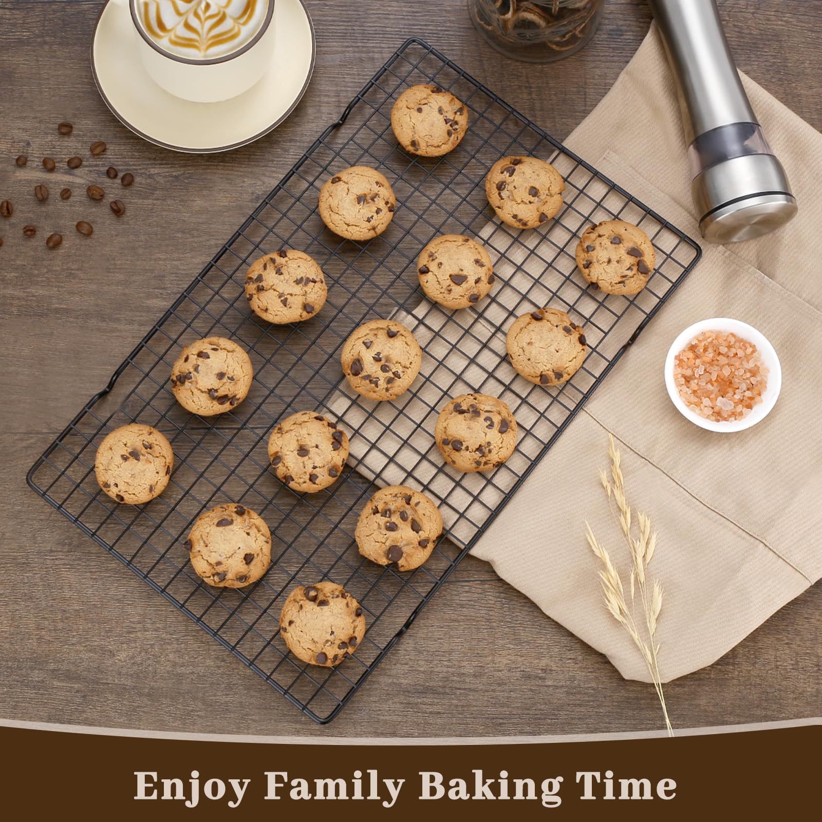 Pleafind Black Cooling Rack Set of 3 Pieces, 15.83 x 9.8 Inches Heavy Duty Wire Rack with Stainless Steal, Cooling Rack for Baking, Roasting, Grilling, Oven and Dishwasher Safe
