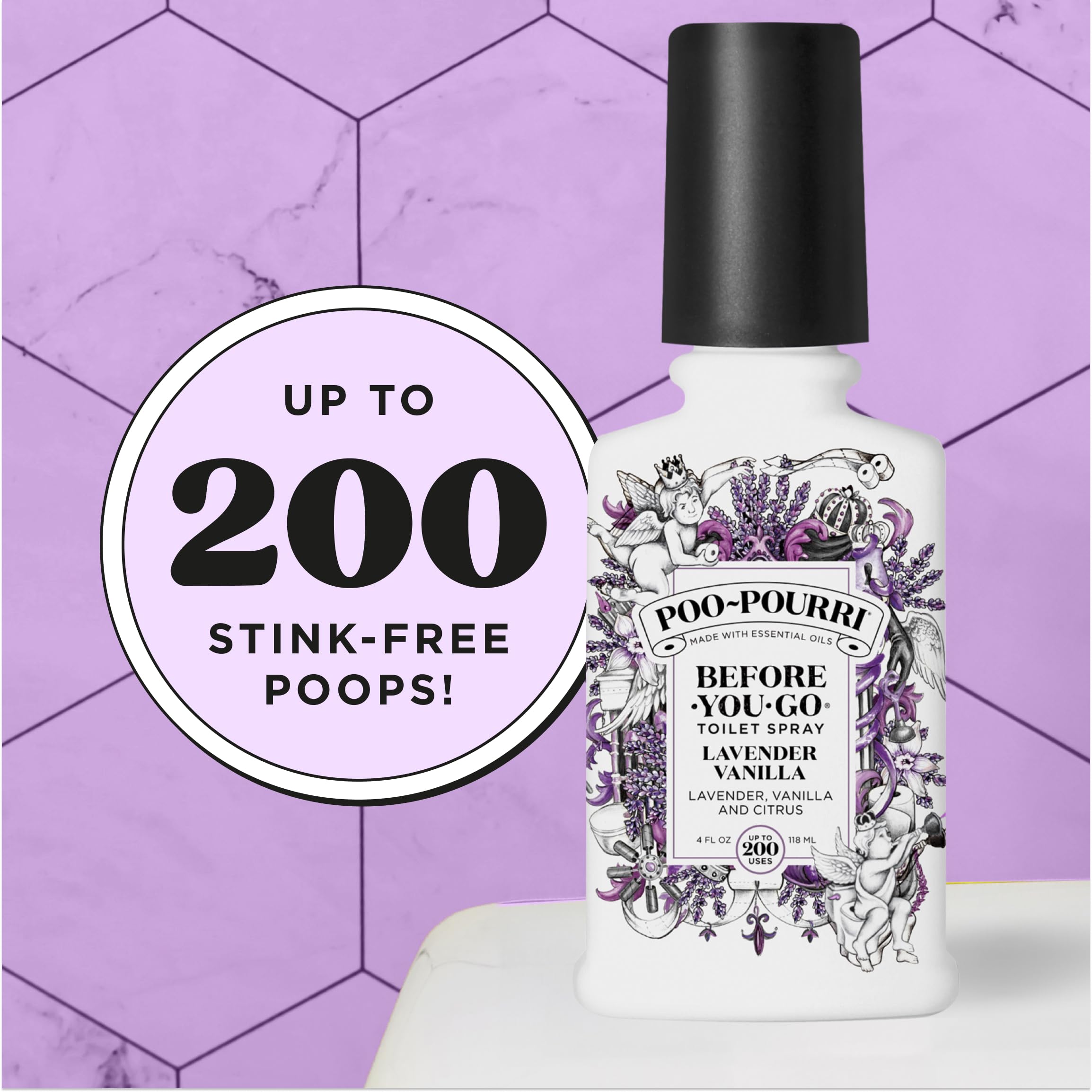 Poo-Pourri Lavender Vanilla Scent Before-You-Go Toilet Spray 4 oz Bottle, 4 Fl Oz, 4 Fl Oz