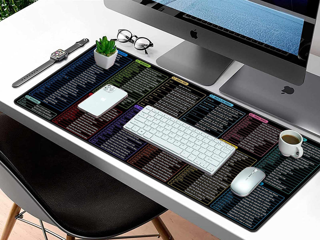 Rinaze Large Mouse Pad With Excel Shortcuts Cheat Sheet, XXL Gaming Mousepad Keyboard Pad, Office Desk Accessories for Computer, MacBook, PC and Laptop