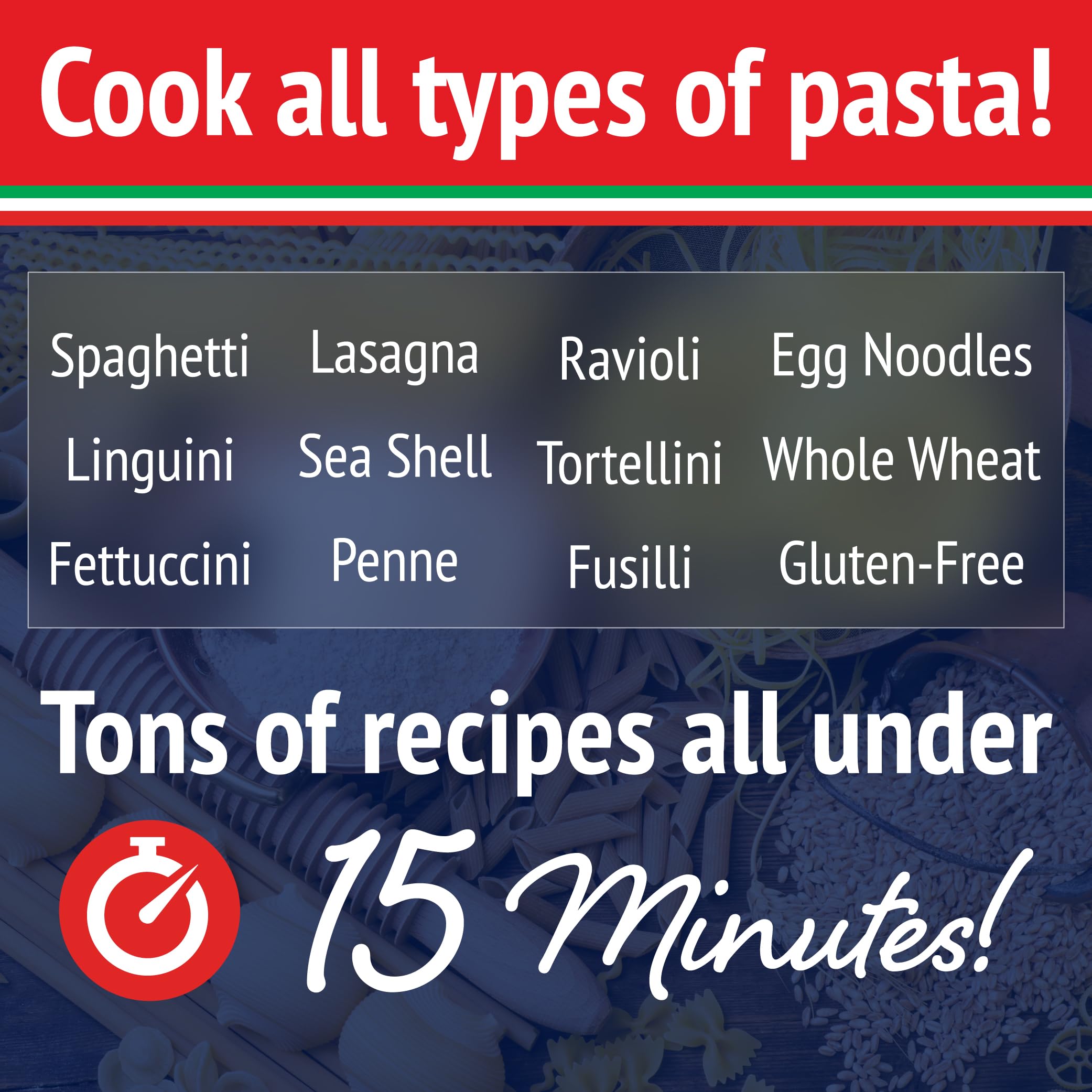 Microwave Pasta Cooker, Uncoated- The Original Fasta Pasta (Red)- Quickly Cooks up to 4 Servings- No Mess, Sticking or Waiting for Boil- Perfect Al Dente Pasta Every Time- for Dorms, Small Kitchens,