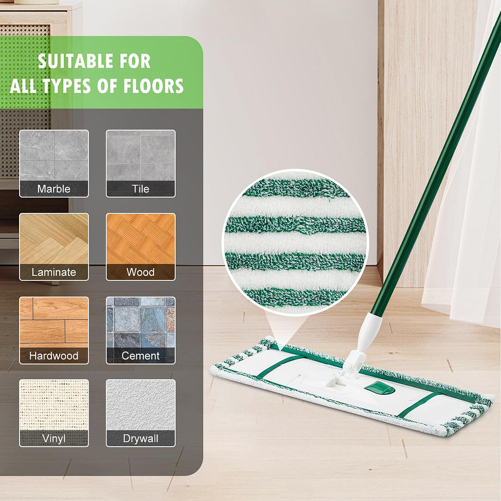 NIXOOT 6 Pack Microfiber Mop Pads for Libman, Reusable Wet & Dry Mop Heads, Machine Washable, Green, Multi-Surface Floors (Vinyl, Wood, Laminate, Marble, Stone, Tile)