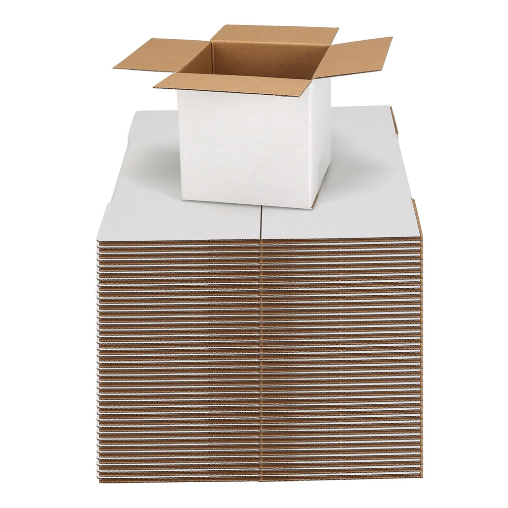 SPEPLA Shipping Boxes 5X5X5 Set of 40, White Corrugated Cardboard Box for Mailing Business Packaging