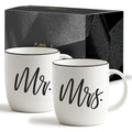 Triple Gifffted Mr and Mrs Coffee Mugs Couples Gifts Ideas for Christmas Wedding Anniversary Engagement Valentines His Hers Present,Husband Wife Him Her Men Women Bride Groom Newlyweds, Ceramic 380ml