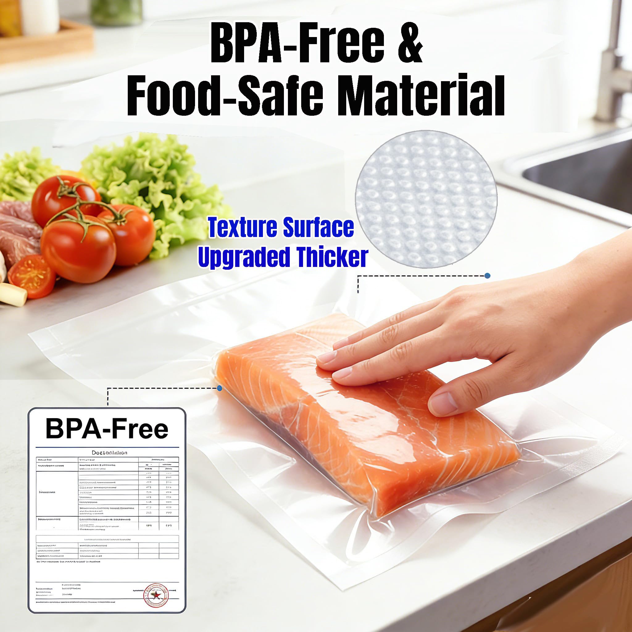 200 Quart Vacuum Sealer Bags for Food Saver Freezer Bag 6"x10" Vacuum Seal Sous Vide Cooking Bags Rolls Pre Cut Small Food Storage Commercial Grade Airtight Heavy Duty BPA Free