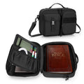 Damero Bible Cover for Men Women, Bible Carrying Case Church Bag with Pockets and Shoulder Strap, Black (Patent Pending)