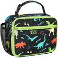 Bagseri Kids Lunch Bag Boys - Kids Lunch Box for Boys Reusable Leak-Proof and Insulated Lunch Bag Toddler Lunch Box for Daycare and School, Black Dinosaur (Water Bottle Not Included)