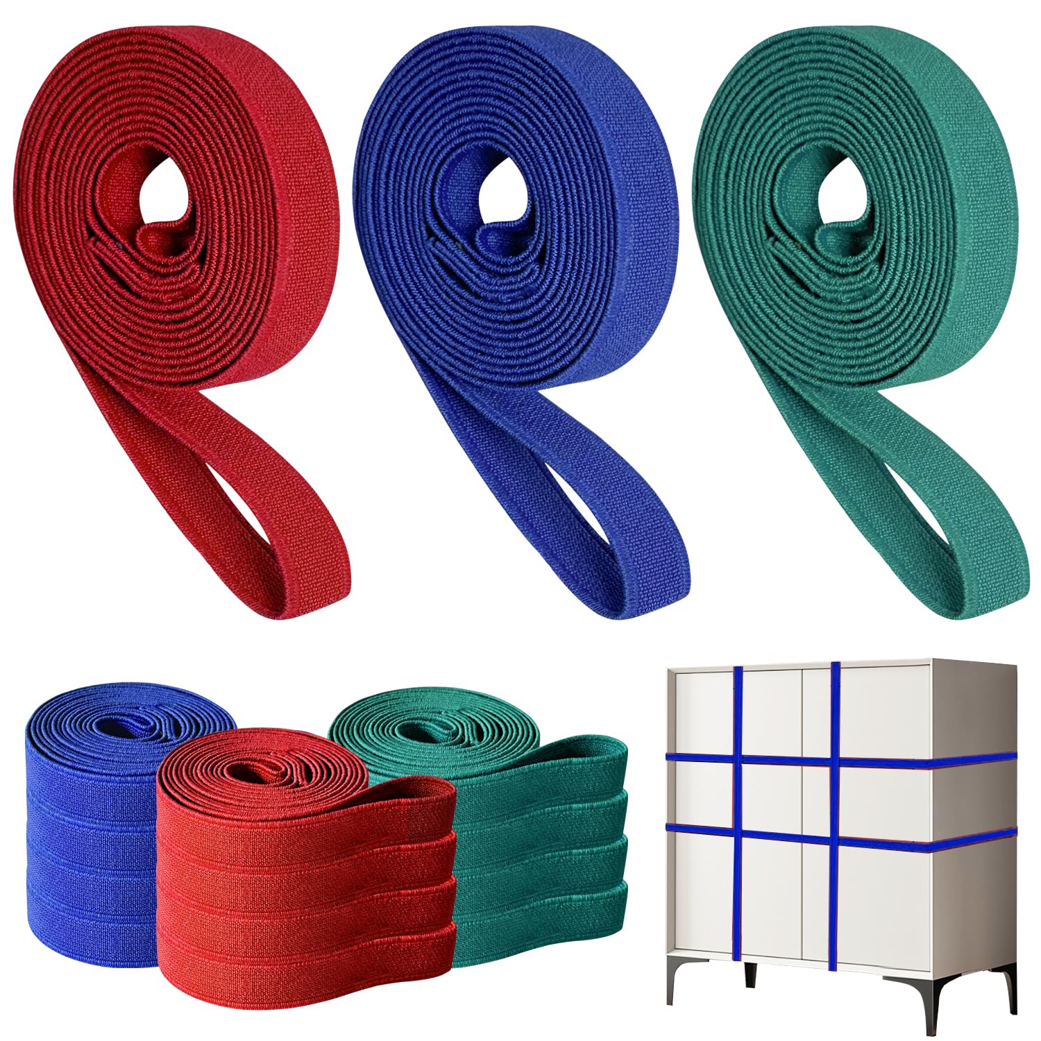12 Pack Extra Large Moving Rubber Bands,42" 36" 30"Extra Strength Mover Rubber Bands for Furniture,Moving Blanket Rubber Band,Elastic Bands for Secure Packing, Pallets, Boxes