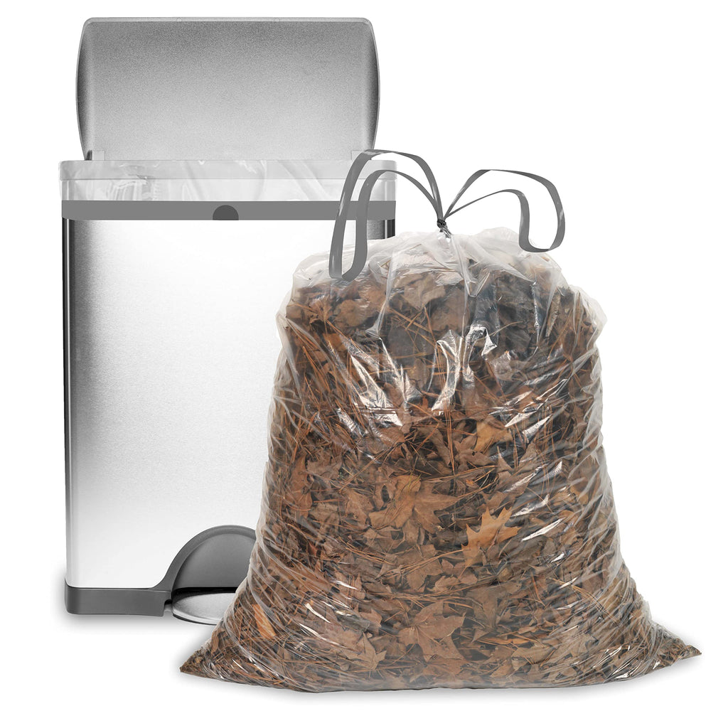 Ultrasac 20-30 Gallon 0.8 MIL Clear Drawstring Trash Bags - 30" x 33" - Pack of 36 - For Home, Kitchen, Bathroom, & Office