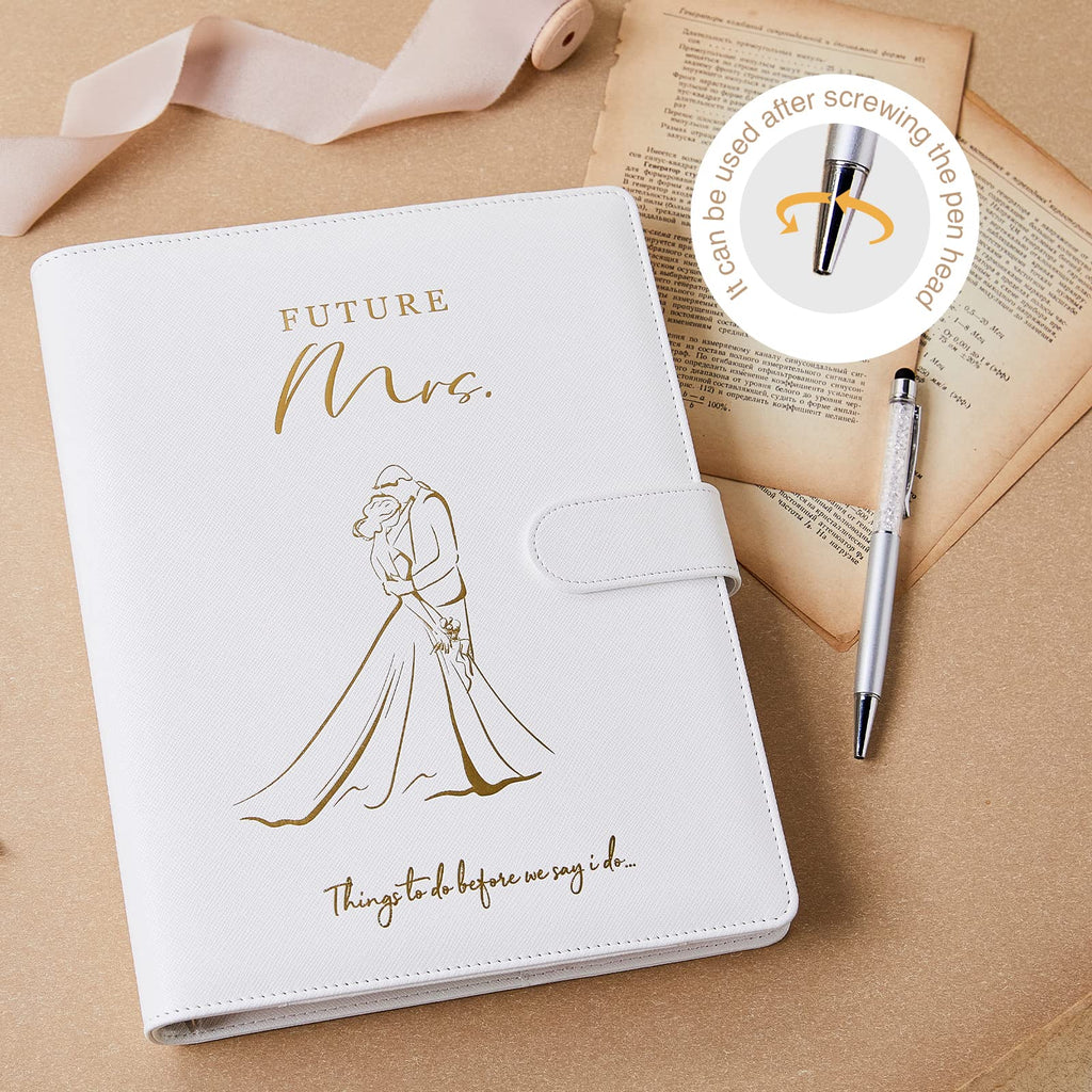 AW BRIDAL Future Mrs Wedding Planning Book and Organizer Gift Set, Destination Wedding Planners, White Proposal Planner Gift for Bride to Be and Engaged Couple, Cool Engagement Gifts for Her