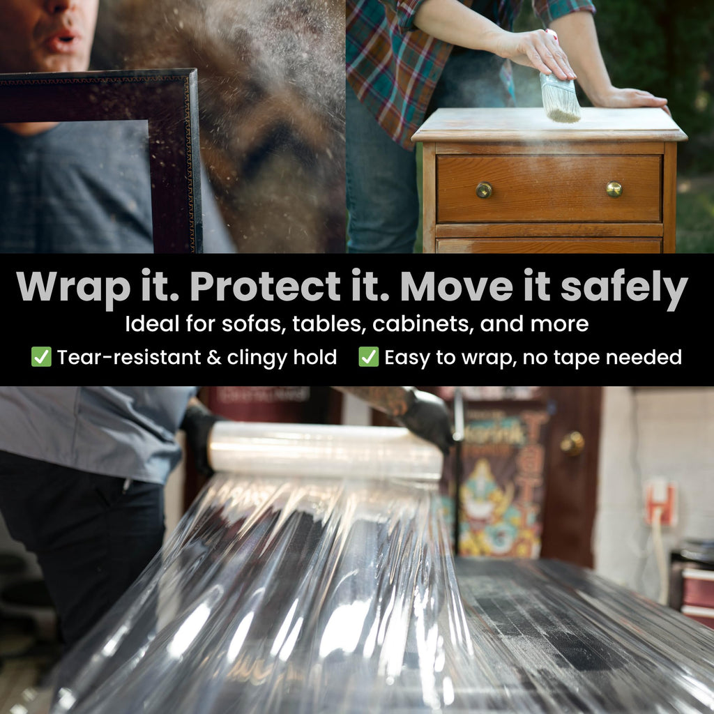 1 Jumbo Roll 20" Width | Heavy Duty 23 Micron | Multipurpose Stretch Film x 5 Times Stretching Length| Clear Shrink Wrap | Perfect for Household, Pallet Packing 1 - Roll