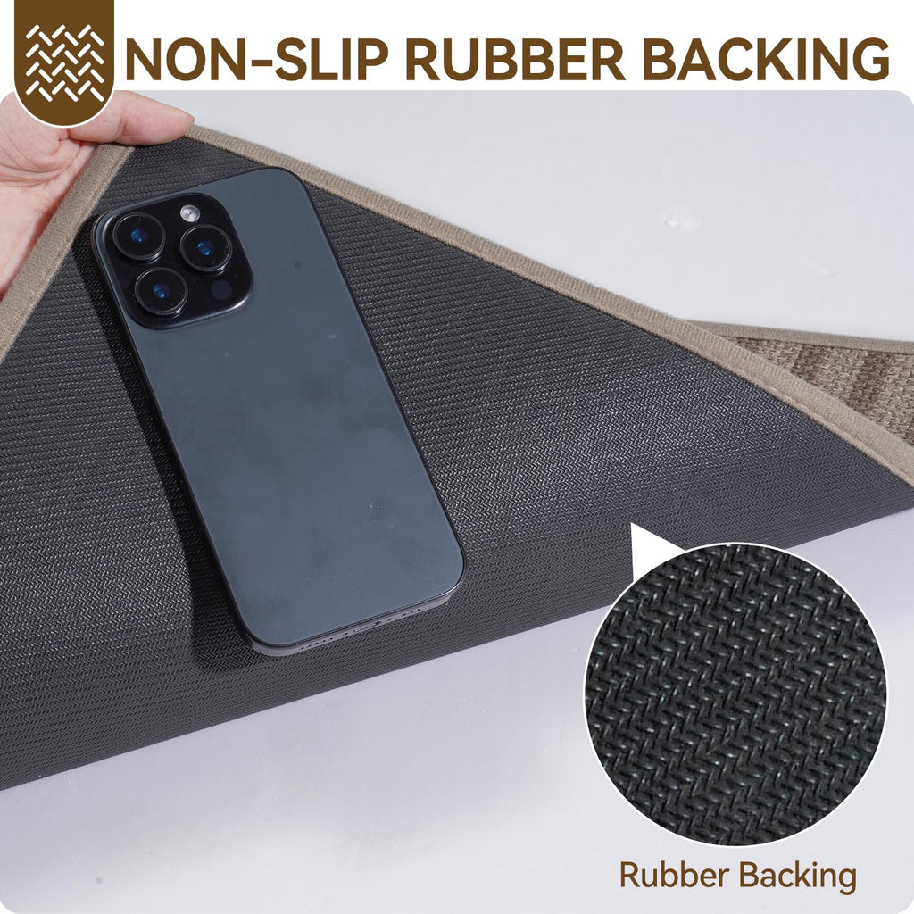 Front Door Mat 24''x35'', Absorbent Dirt Resist Washable Non Slip Low-Profile Indoor Doormat, Welcome Entryway Door Mats,Brown