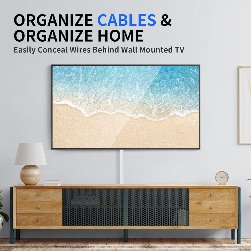 One-Cord Channel Cord Hider Wall, Delamu 142in Cable Cover, Cable Concealer Raceway, Cable Hider, Paintable Wire Covers for Wall Mounted TV, Cable Management System, 9xL15.7 W0.59 H0.4in, CC03 White