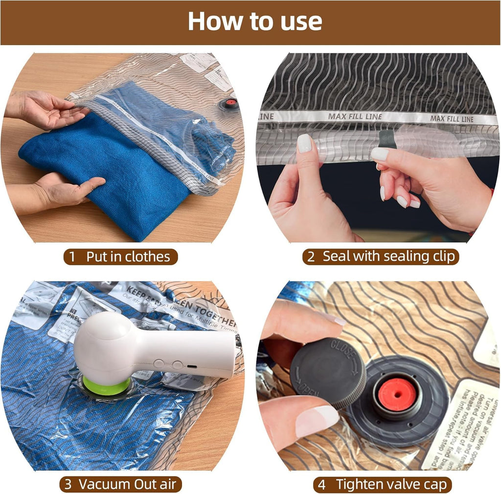 Travel Vacuum Storage Bags,9 Pack Carry-On Size for Luggage and Suitcase,Vacuum for Bags Storage,Space Saver for Clothes & Clothing - 80% Space Saver(No pump)
