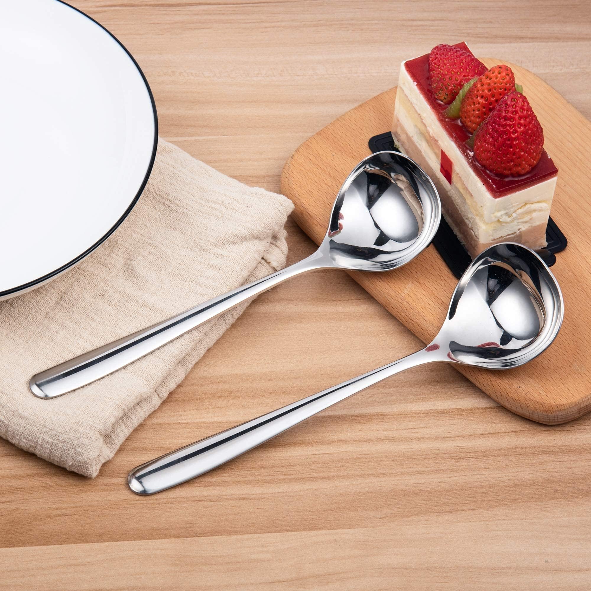 IMEEA Small Gravy Ladle SUS304 Stainless Steel Small Ladle for Sauce Serving Ladle, Set of 2