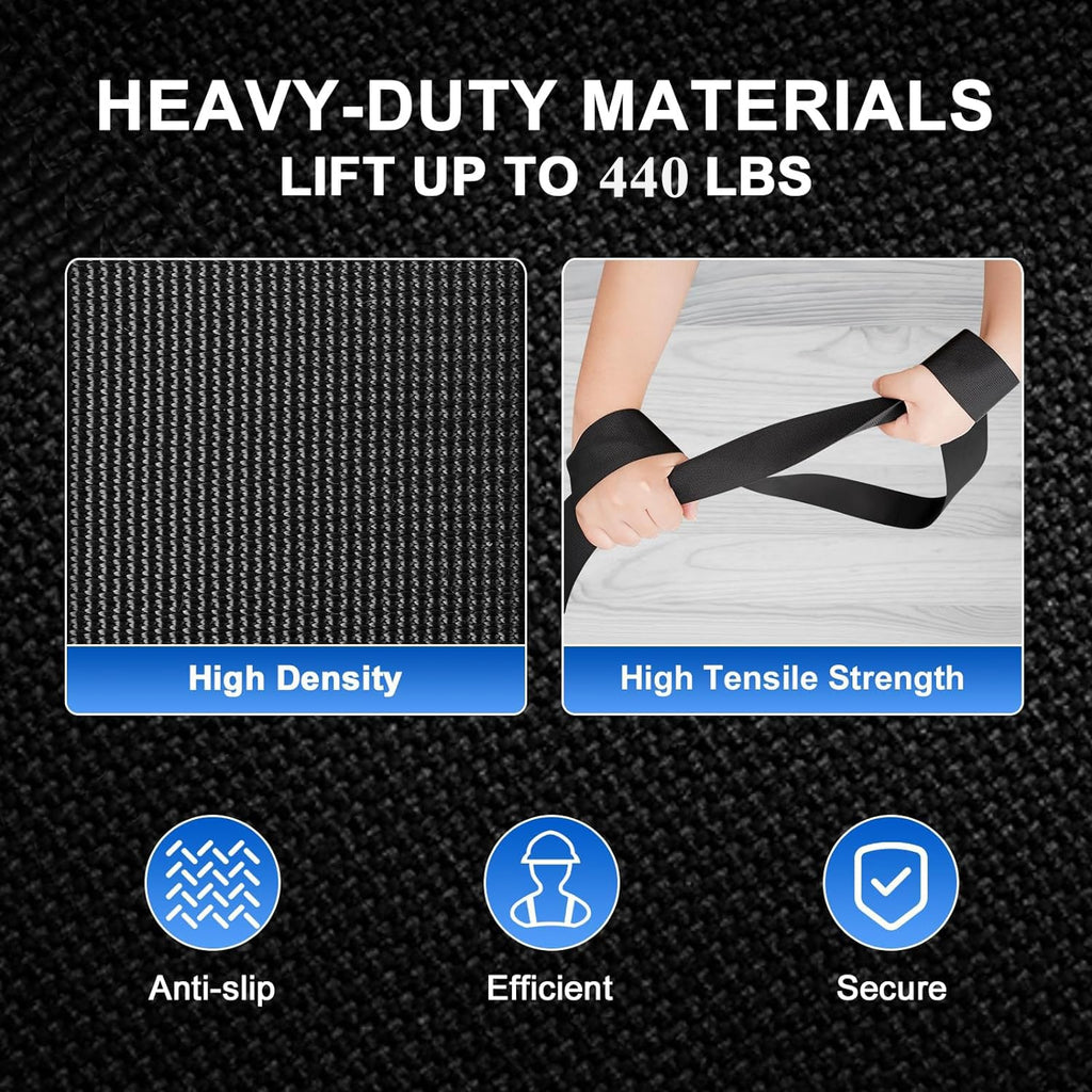 MAXBROTHERS Moving Straps, Lifting Strap for 2 Movers, Shoulder Lifting and Moving System for Appliances, Furniture, Mattresses or Heavy Objects up to 440lbs, Black