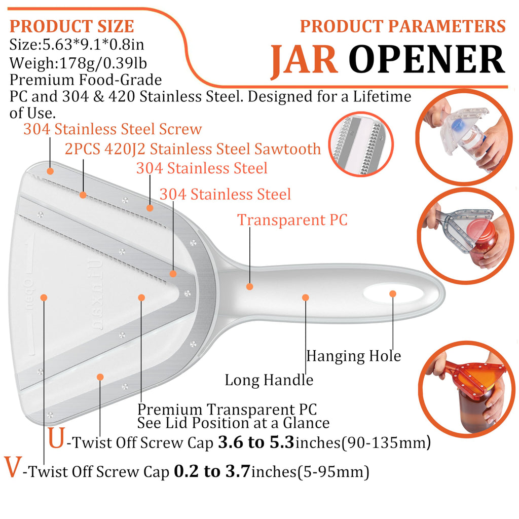 Uinxan Jar Opener for Weak Hand & Seniors with Arthritis,Easy Twist Off Bottle Caps,Patent | Unique Kitchen Gadgets,Handheld Lid Top Open for Elderly/Women/Men (Blue)