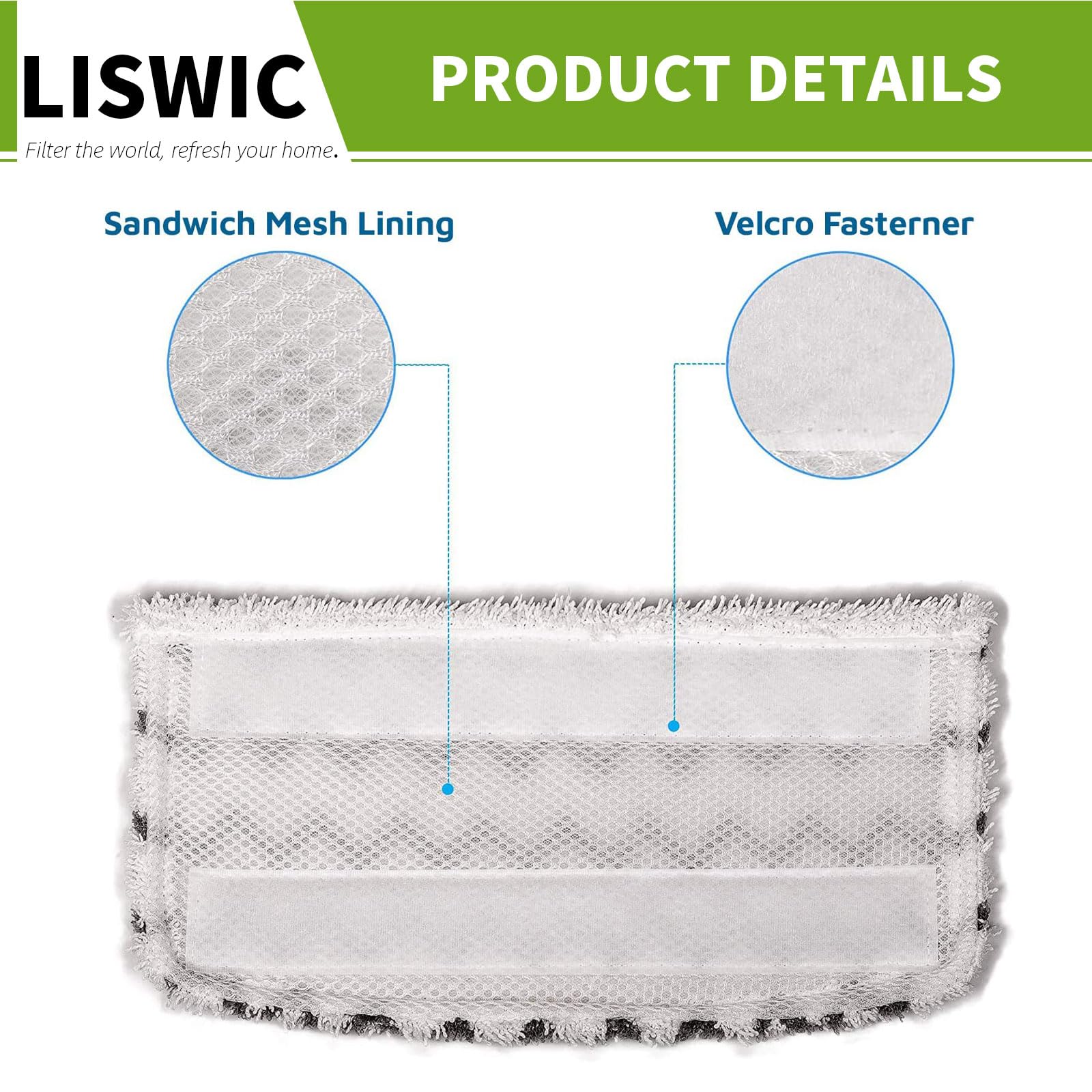 4 Packs Dirt Grip Microfiber Pads Replacement for Shark Steam Mop S1000 S1000A S1000C S1000WM S1001C Vacuum Cleaners