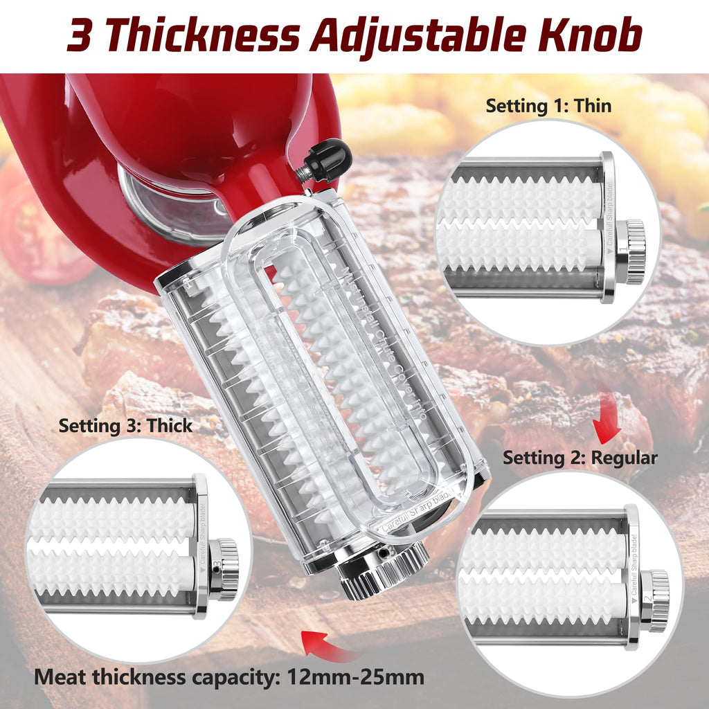 Meat Tenderizer Attachment for KitchenAid Stand Mixers, 3 Adjustable Thickness, Meat Tenderizer Machine, Meat Cuber Accessories, Dishwasher Safe