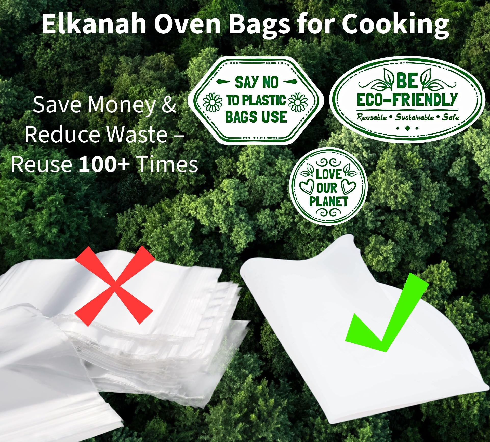 Elkanah Reusable Oven Bag Turkey Bags Extra Large (26L) Silicone Roasting Bags|Made from 100% Pure Platinum Silicone Sac|Freezer, Microwave, Oven, Dishwasher Safe|Plastic-Free