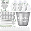 50 Set Wedding Favors for Guests Bulk - 1.5oz Cheers to Love Stainless Steel Shot Glasses with Thank You Cards and Organza Bags Souvenir Gifts for Guests Engagement, Wedding, Bridal Party