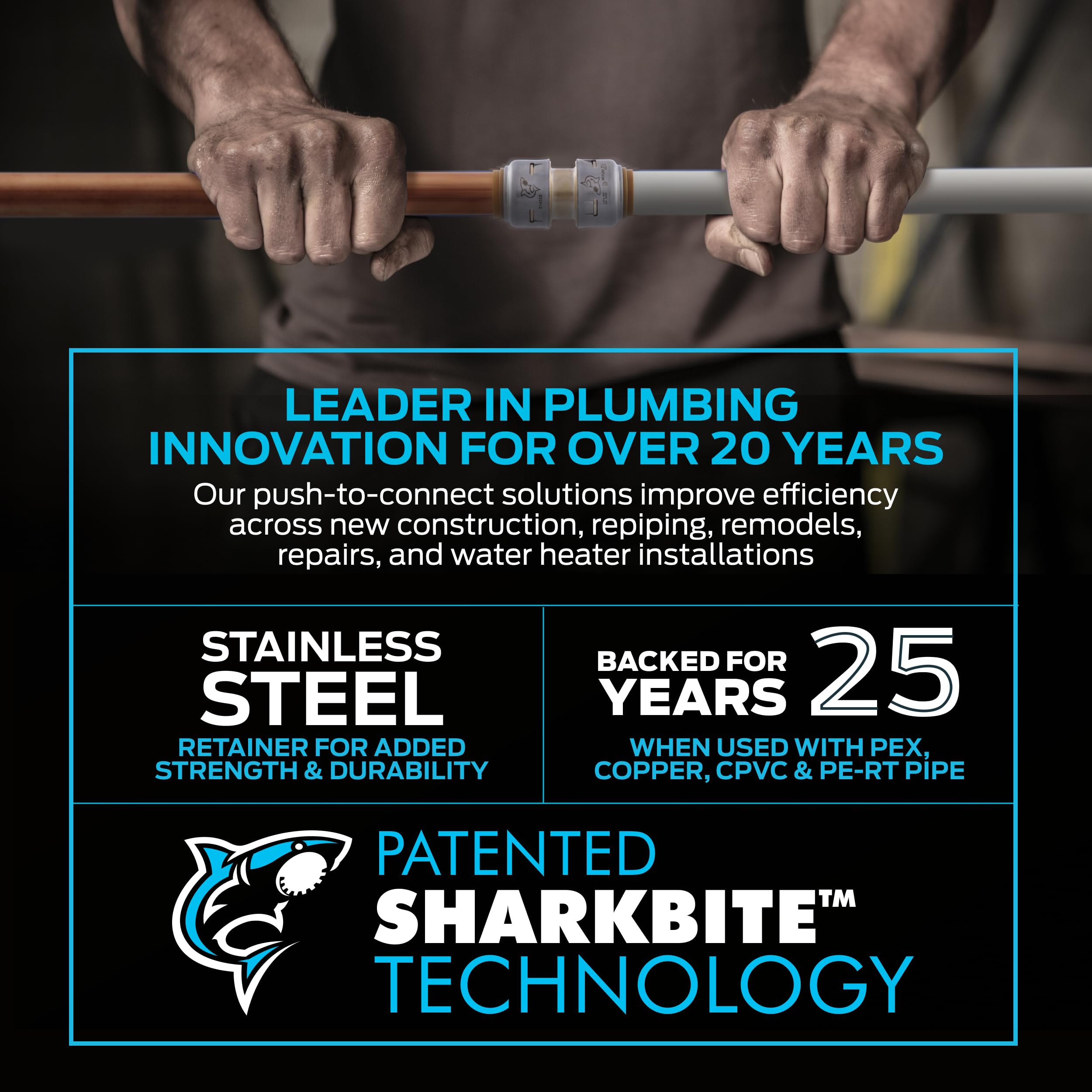 Sharkbite Max 1/2 x 1/2 in PTC Ball Valve, Push-to-Connect Brass Water Shut-Off Plumbing Fitting, UR22222
