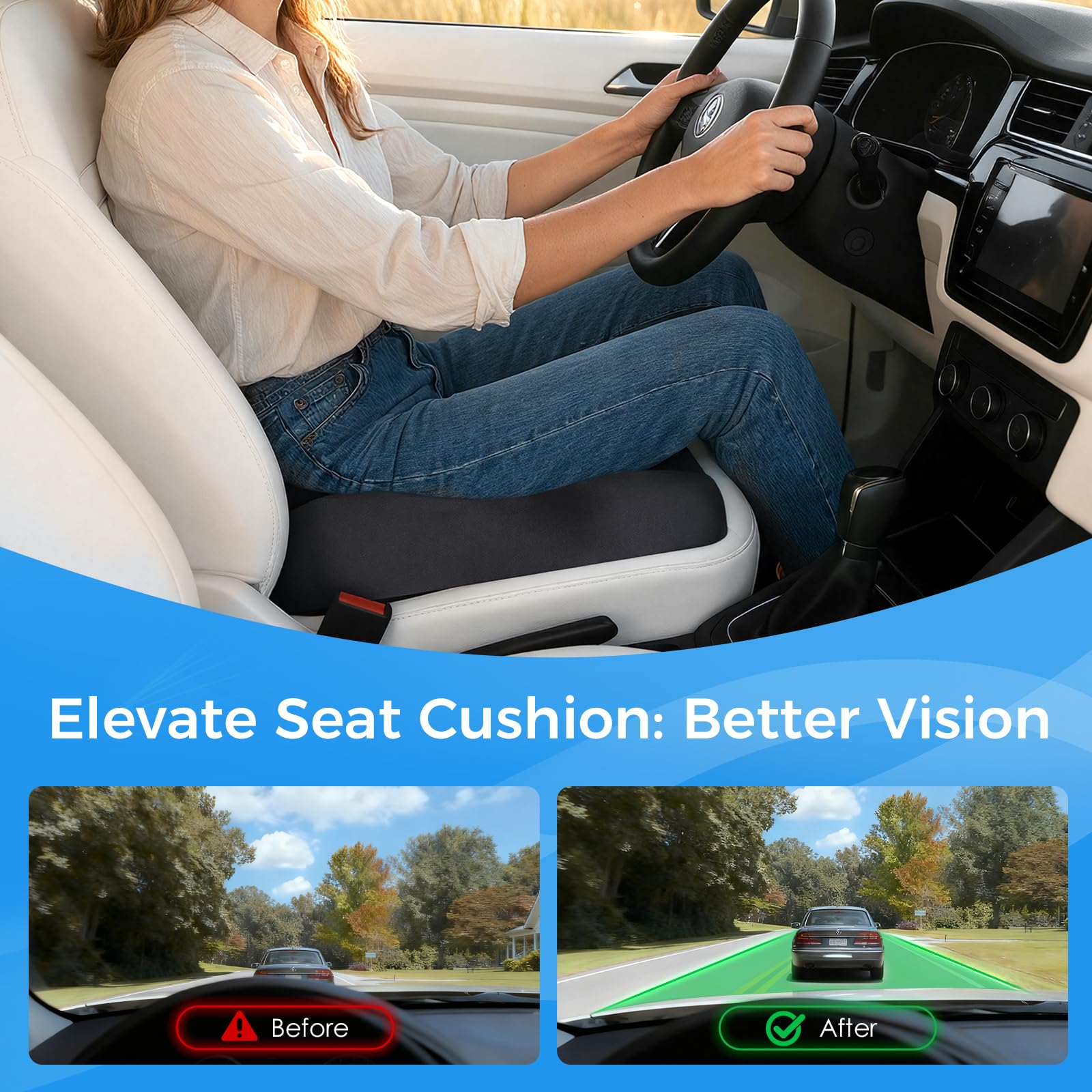 Ergonomic Memory Foam Seat Cushion – Tailbone & Lower Back, Coccyx Support, Office Chair & Car Seat Cushion, Travel & Wheelchair Pad, Breathable, Non-Slip Pressure Ease & Posture Support