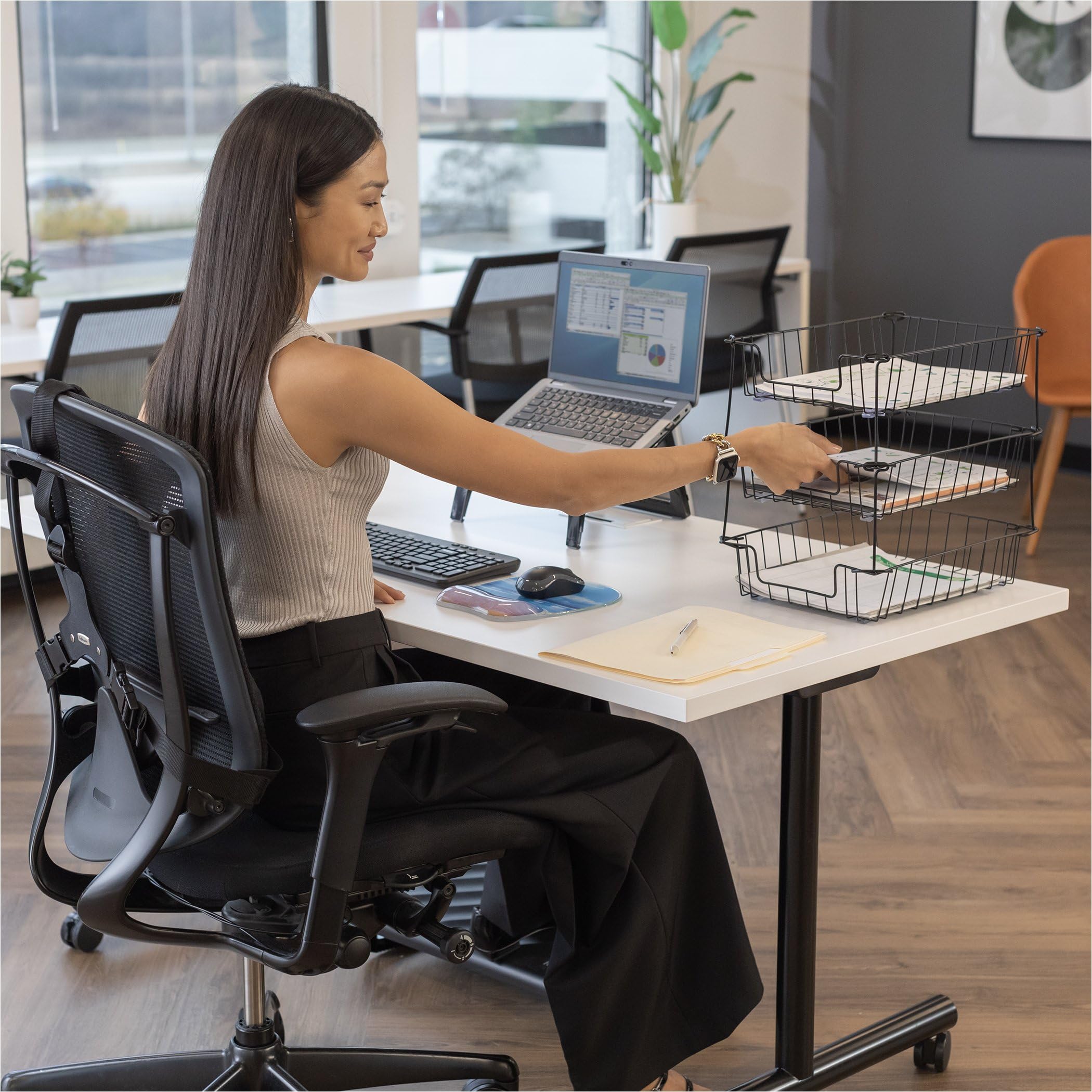 Fellowes Workstation Legal Size Desk Tray Organizer, Two-Tier, Wire, Black (65112)