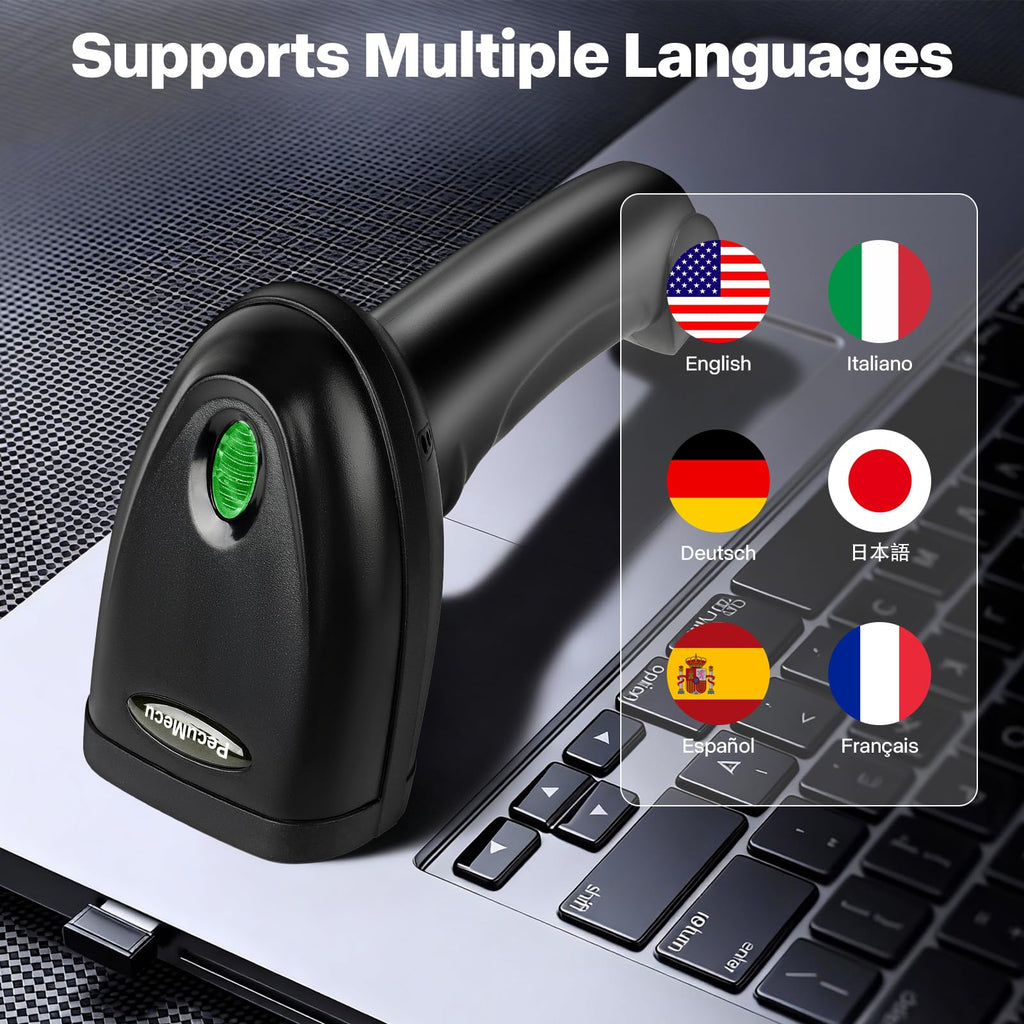 PecuMecu Handheld 1D&2D USB Barcode Scanner, Wired QR Code Scanner PDF417 Data Matrix Bar Code Reader with Long USB Cable for POS Mobile Payment, Convenience Store, Supermarket, Warehouse (TM-10C)